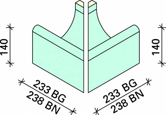 Угол внешний лотка Interbau 238x215x140, арт. 5107