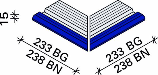 Угол внешний из 2-х частей Interbau 238x115, арт. 5737 RH C