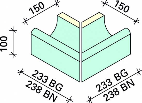 Угол внешний лотка Interbau 238x150x100, арт. 5117